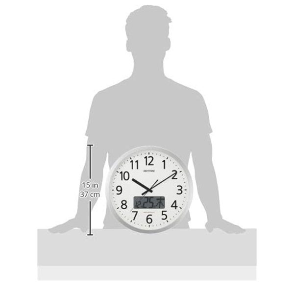 Rhythm 4FN405SR19 Wall Clock, Radio Clock, Program 24 Times, Chime, Function, Silver, 13.8 x 2.4 inches (35.0 x 6.0 cm) Cheap - Image 3