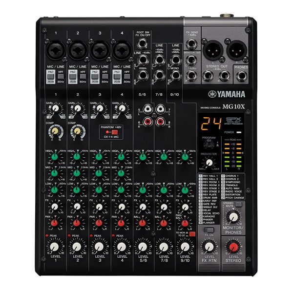 Yamaha MG10X 10 Channel Mixing Console for PA & SR with 24 Digital Effects, No USB Interface, Black Online Sale - Image 2