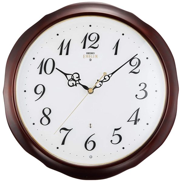 Seiko HS554B Wall Clock, Dark Wood, 11.8 x 11.6 x 1.9 inches (300 x 295 x 47 mm), Radio Waves, Analog Online - Image 2