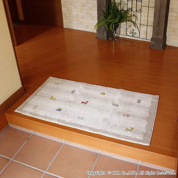 OKA Entrance Mat, Beige, Approx. 23.6 x 43.3 inches (60 x 110 cm), Washable, Corner Adhesion, Non-Slip, Approx. 23.6 x 43.3 inches (60 x For Cheap - Image 3