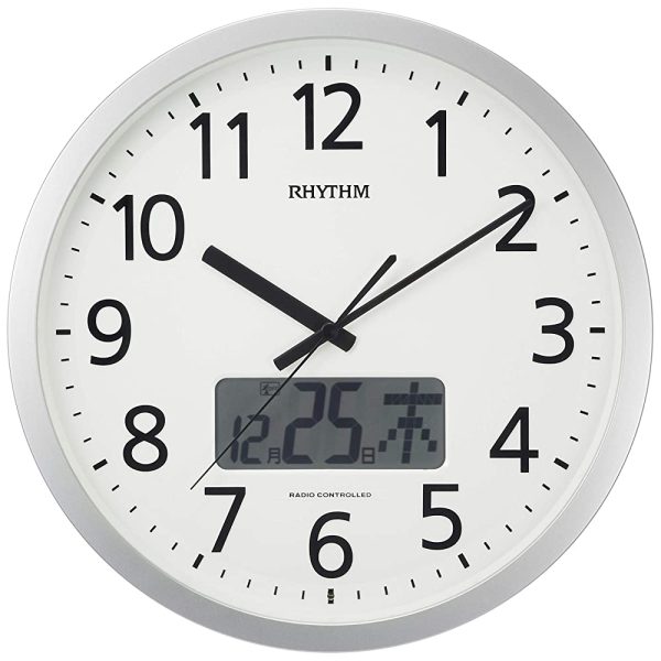 Rhythm 4FN405SR19 Wall Clock, Radio Clock, Program 24 Times, Chime, Function, Silver, 13.8 x 2.4 inches (35.0 x 6.0 cm) Cheap